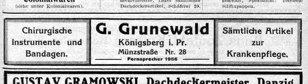 G. Grunewald surgical supply
                advertisement